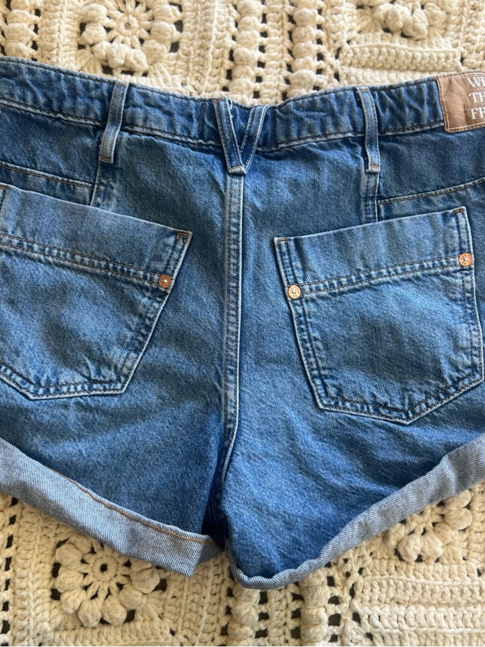 We The Free Blue High-Rise Denim Shorts